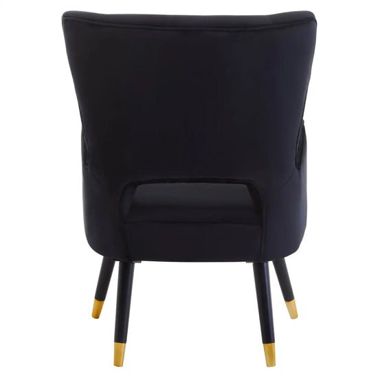 Loretta Velvet Cut Out Back Bedroom Chair In Black