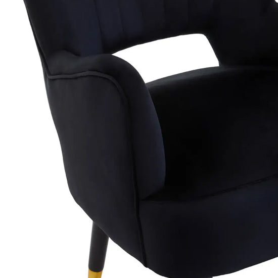 Loretta Velvet Cut Out Back Bedroom Chair In Black