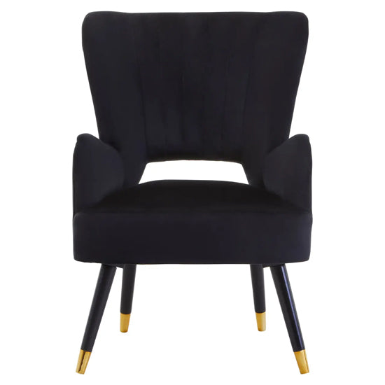 Loretta Velvet Cut Out Back Bedroom Chair In Black