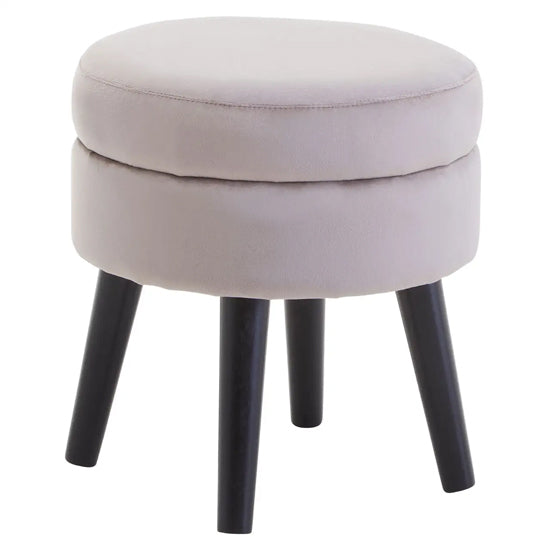 Loretta Velvet Stool In Mink With Black Wooden Legs