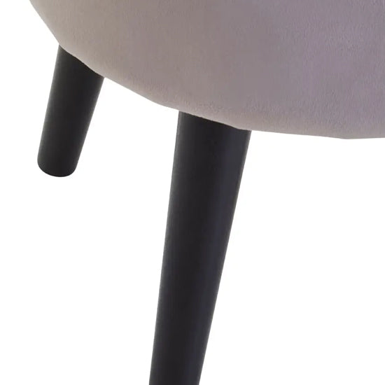 Loretta Velvet Stool In Mink With Black Wooden Legs