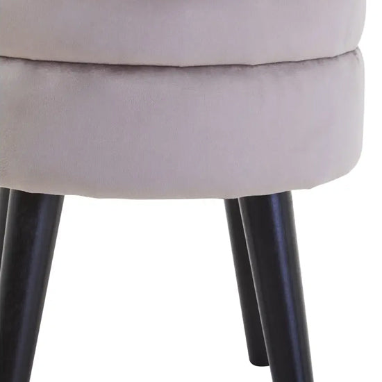 Loretta Velvet Stool In Mink With Black Wooden Legs