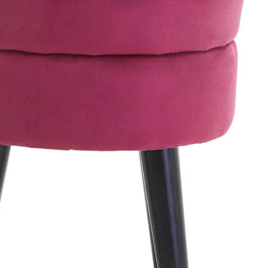 Loretta Velvet Stool In Wine With Black Wooden Legs