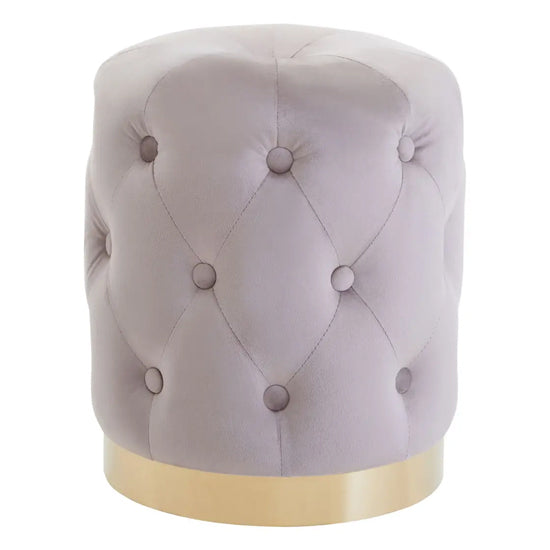 Loretta Velvet Button Tufted Stool In Mink