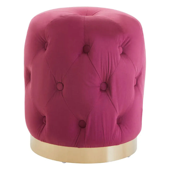 Loretta Velvet Button Tufted Stool In Wine