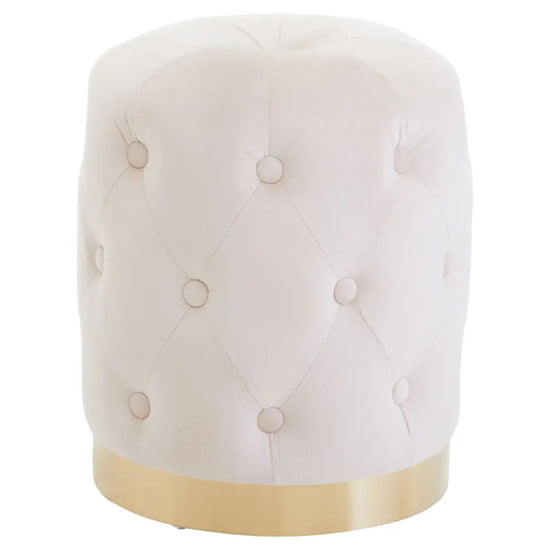 Loretta Velvet Button Tufted Stool In Stone