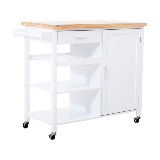 Frankfurt Wooden Kitchen Trolley With 1 Door And 1 Drawer In White