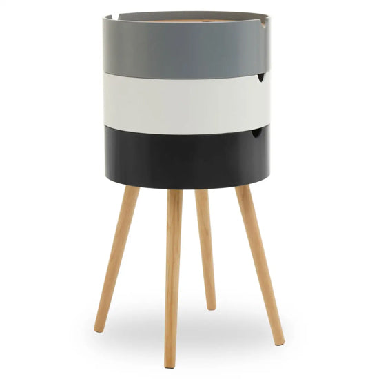 Viborg Round 3 Tier Storage Side Table In Multi-Colour