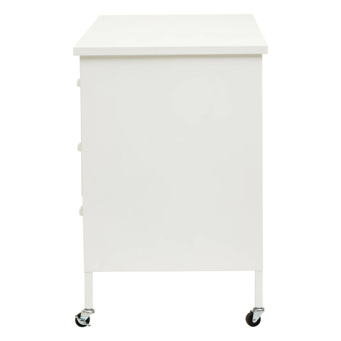 Academy Metal Desk With 3 Drawers In White