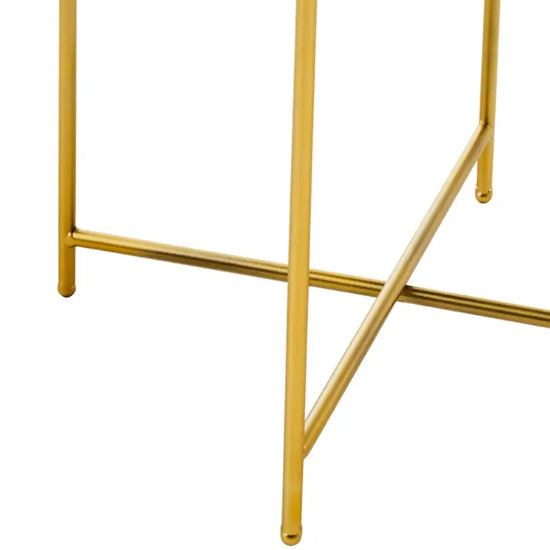 Trosa Round Black Metal Top Side Table With Gold Metal Legs