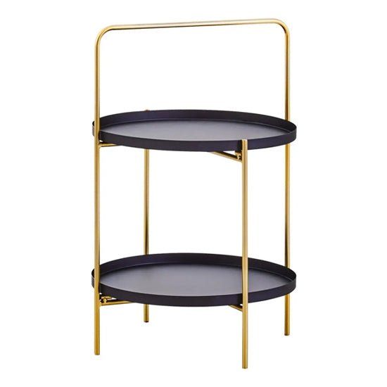 Trosa Black Side Table Two Tier With Gold Metal Frame