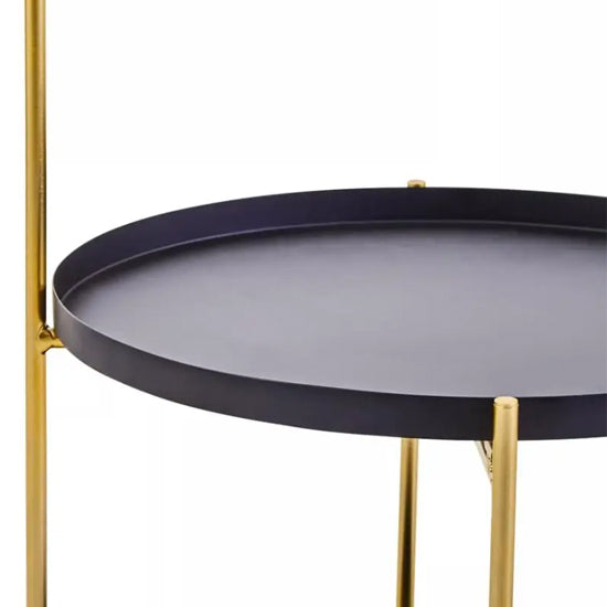 Trosa Black Side Table Two Tier With Gold Metal Frame