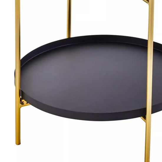 Trosa Black Side Table Two Tier With Gold Metal Frame