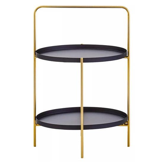 Trosa Black Side Table Two Tier With Gold Metal Frame