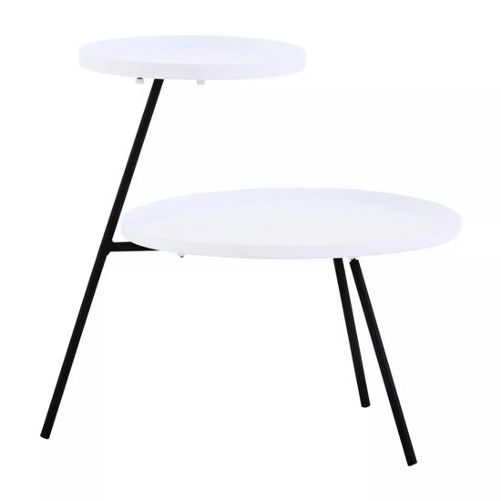 Trosa White Side Table With 2 Shelves With Black Metal Frame