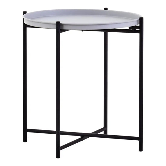 Trosa Round Grey Metal Side Table With Black Metal Frame