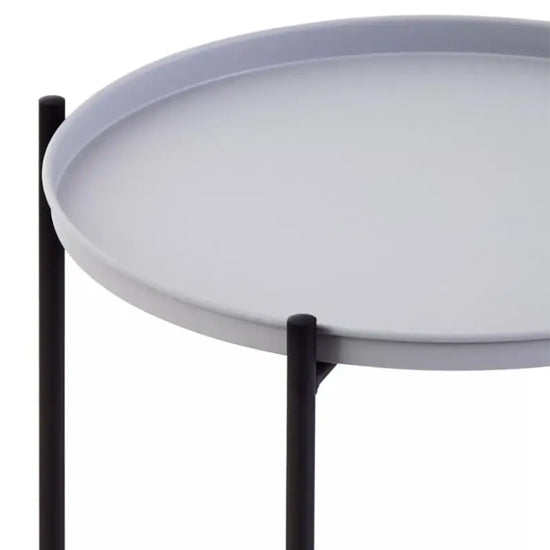 Trosa Round Grey Metal Side Table With Black Metal Frame