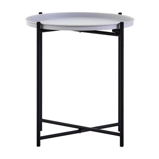 Trosa Round Grey Metal Side Table With Black Metal Frame