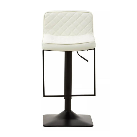 Baina White Leather Effect And Black Base Bar Chairs In Pair