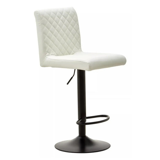 Baina High Back White Leather Effect Bar Chairs In Pair