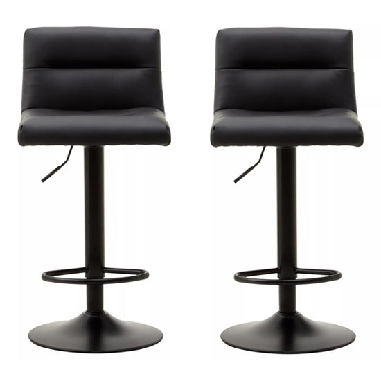 Baina Black Faux Leather Effect Bar Stools In Pair