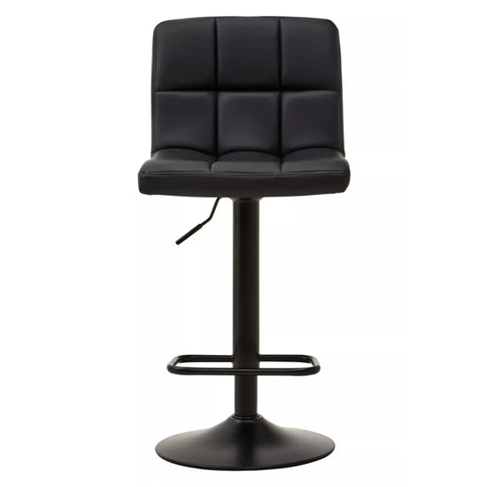 Baina Black Faux Leather Effect Quilted Bar Stools In Pair