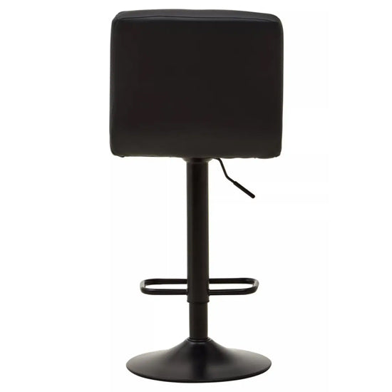 Baina Black Faux Leather Effect Quilted Bar Stools In Pair