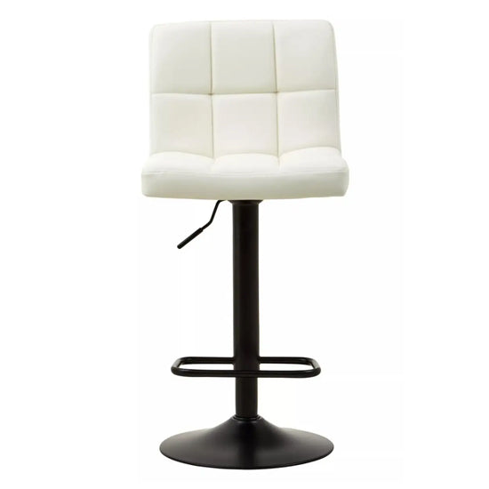 Baina White Faux Leather Effect Quilted Bar Stools In Pair