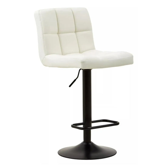 Baina White Faux Leather Effect Quilted Bar Stools In Pair