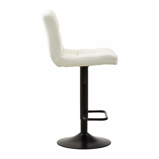 Baina White Faux Leather Effect Quilted Bar Stools In Pair