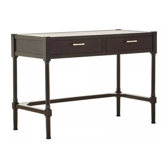 Heritage Wooden Computer Desk With Two Drawers In Black