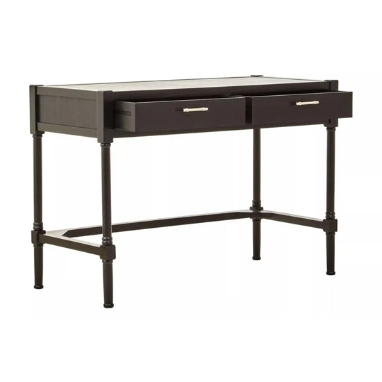 Heritage Wooden Computer Desk With Two Drawers In Black