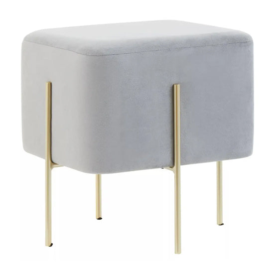 Hayes Square Grey Velvet Stools In Pair