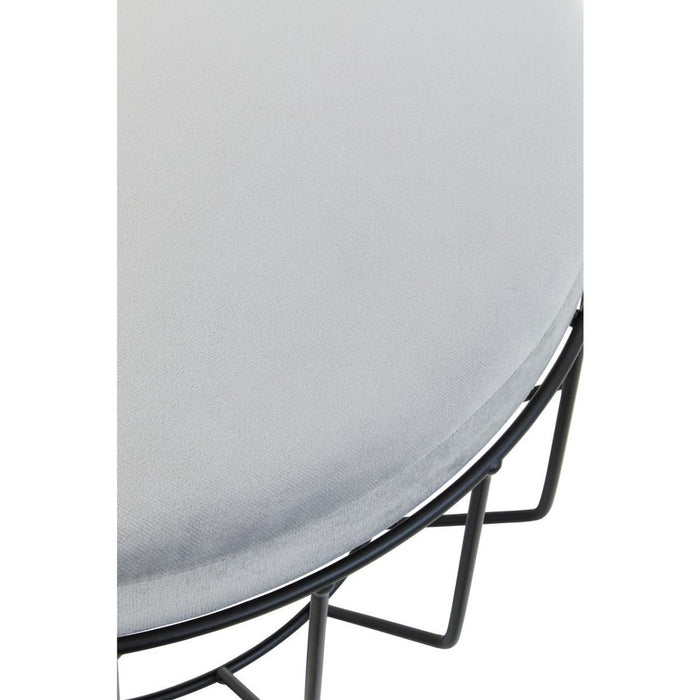 Hayes Textile Fabric Round Cage Stool With Black Metal Frame