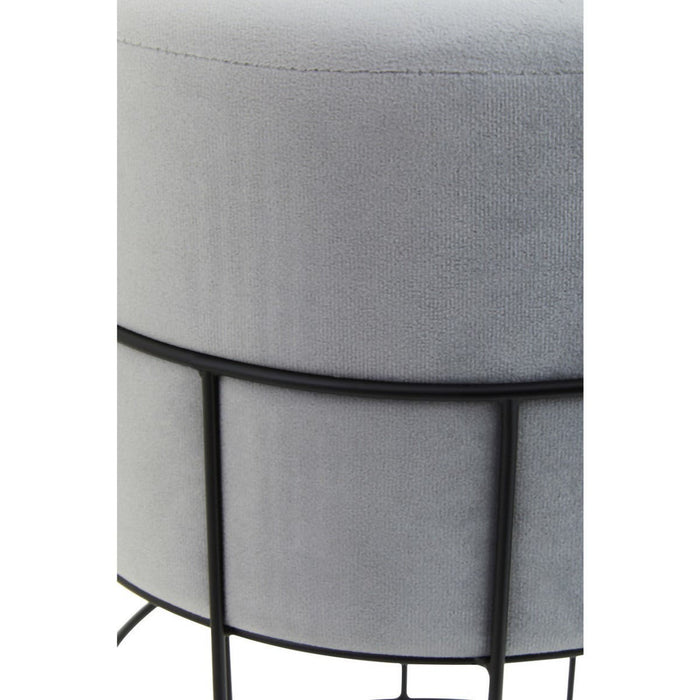 Hayes Textile Fabric Straight Cage Stool With Black Metal Frame