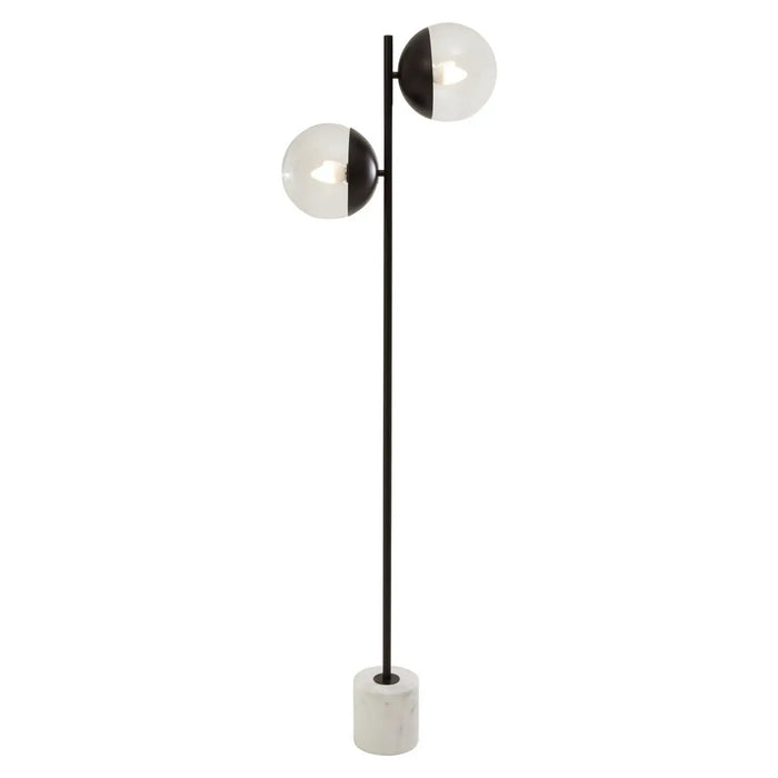 Revive 2 Lights Floor Lamp In Black With White Marble Base