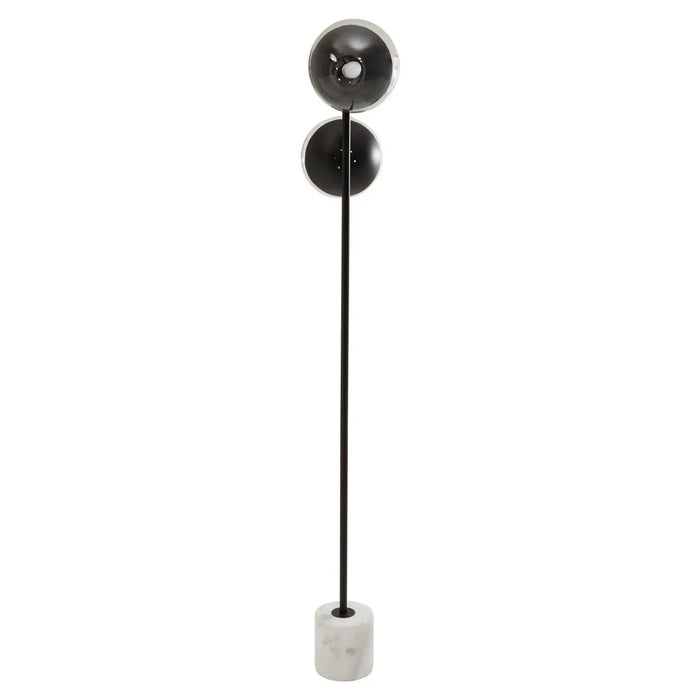 Revive 2 Lights Floor Lamp In Black With White Marble Base