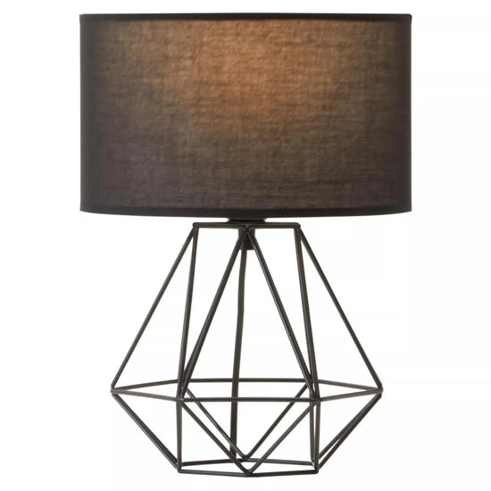 Wyra Black Fabric Shade Table Lamp With Black Metal Frame