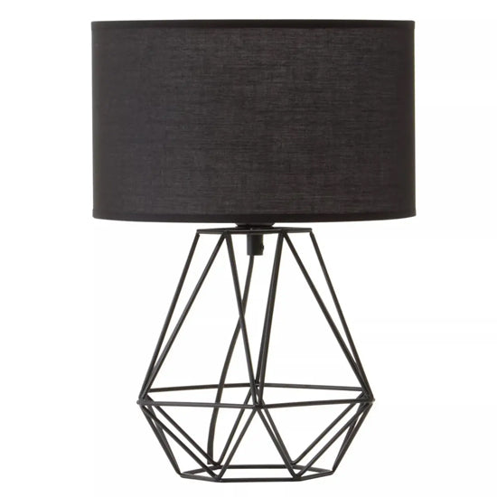 Wyra Black Fabric Shade Table Lamp With Black Metal Frame