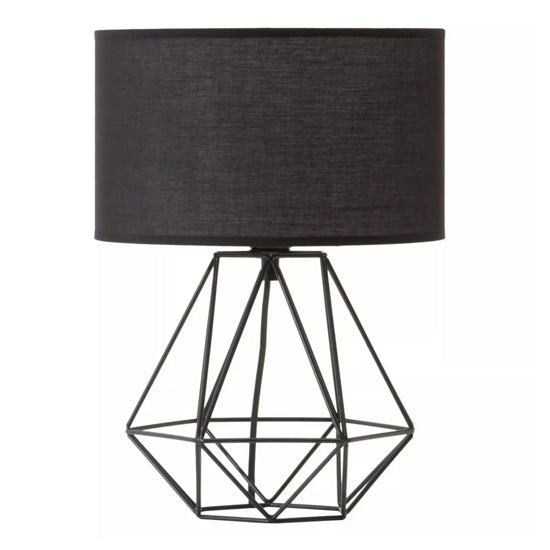 Wyra Black Fabric Shade Table Lamp With Black Metal Frame