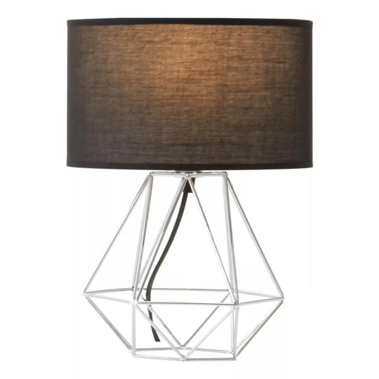 Wyra Black Linen Fabric Table Lamp With Chrome Metal Base