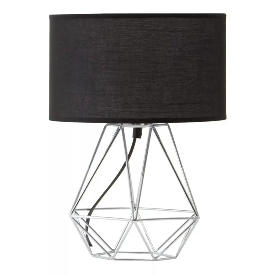 Wyra Black Linen Fabric Table Lamp With Chrome Metal Base