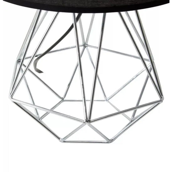 Wyra Black Linen Fabric Table Lamp With Chrome Metal Base