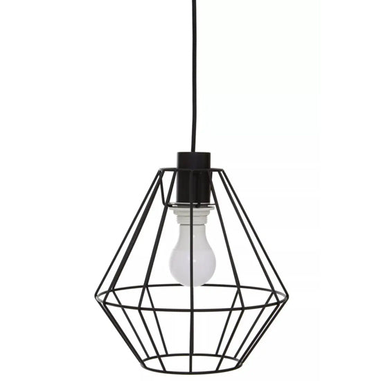 Wyra Ceiling Pendant Light In Black Metal Cage