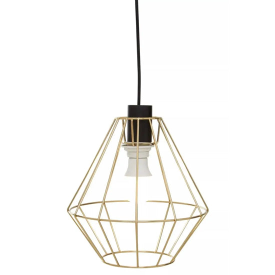 Wyra Ceiling Pendant Light With Champagne Gold Metal Cage