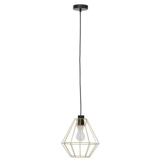 Wyra Ceiling Pendant Light With Champagne Gold Metal Cage