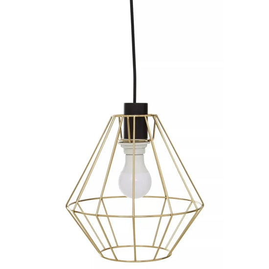 Wyra Ceiling Pendant Light With Champagne Gold Metal Cage