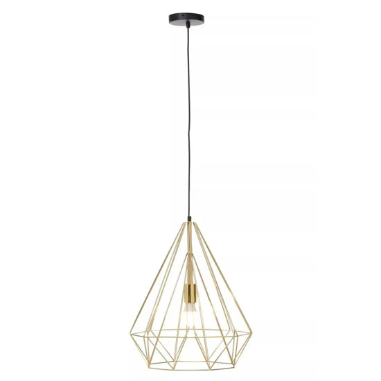 Wyra Ceiling Pendant Light With Champagne Gold Metal Conical Cage