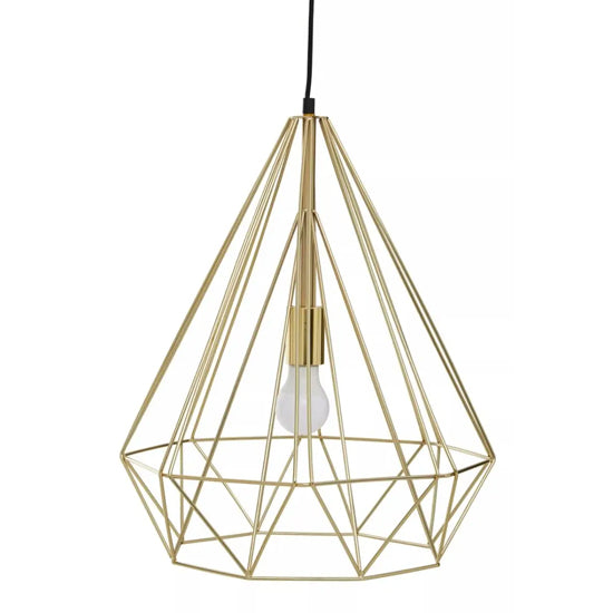 Wyra Ceiling Pendant Light With Champagne Gold Metal Conical Cage