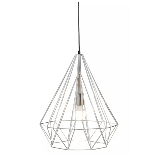 Wyra Ceiling Pendant Light With Chrome Metal Conical Cage